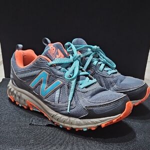New Balance Women's Gray Athletic Sneakers with Teal & Coral Accents